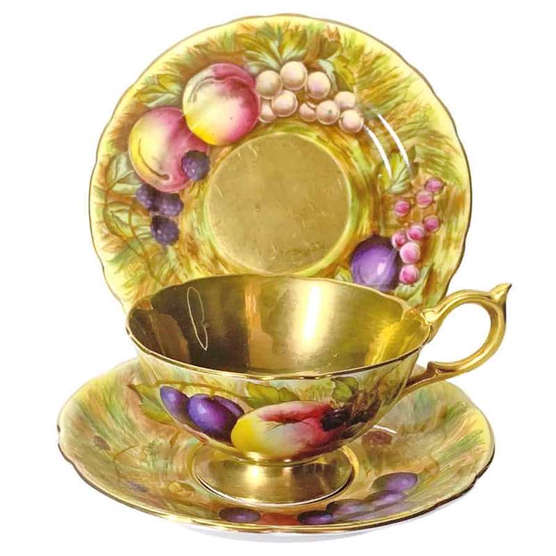 Aynsley Orchard Gold N Brunt Tea Trio