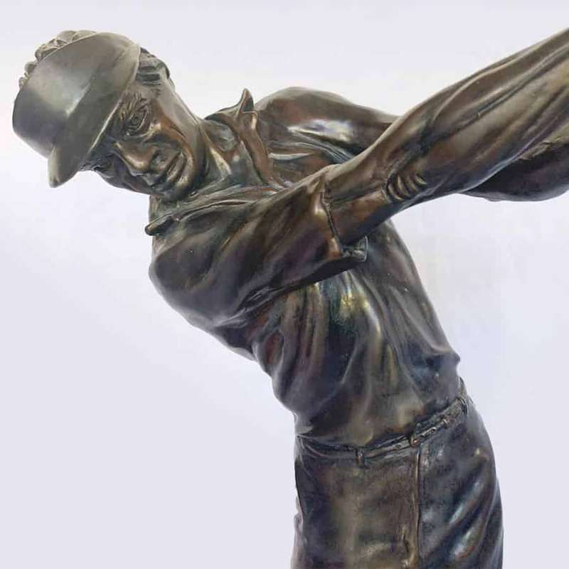 Bronze Golfer Signed Oke Figurine