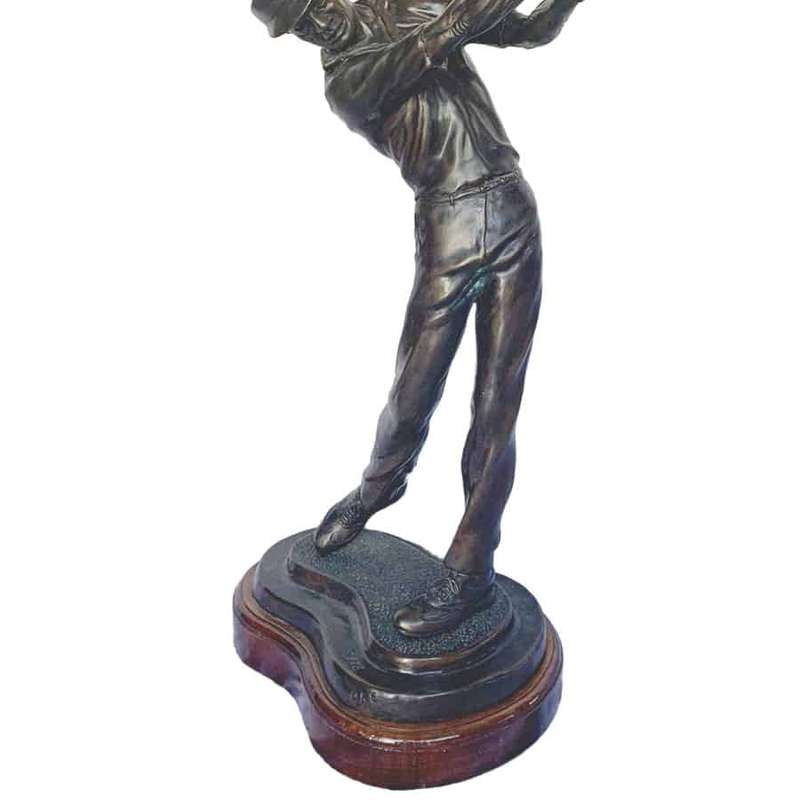 Bronze Golfer Signed Oke Figurine