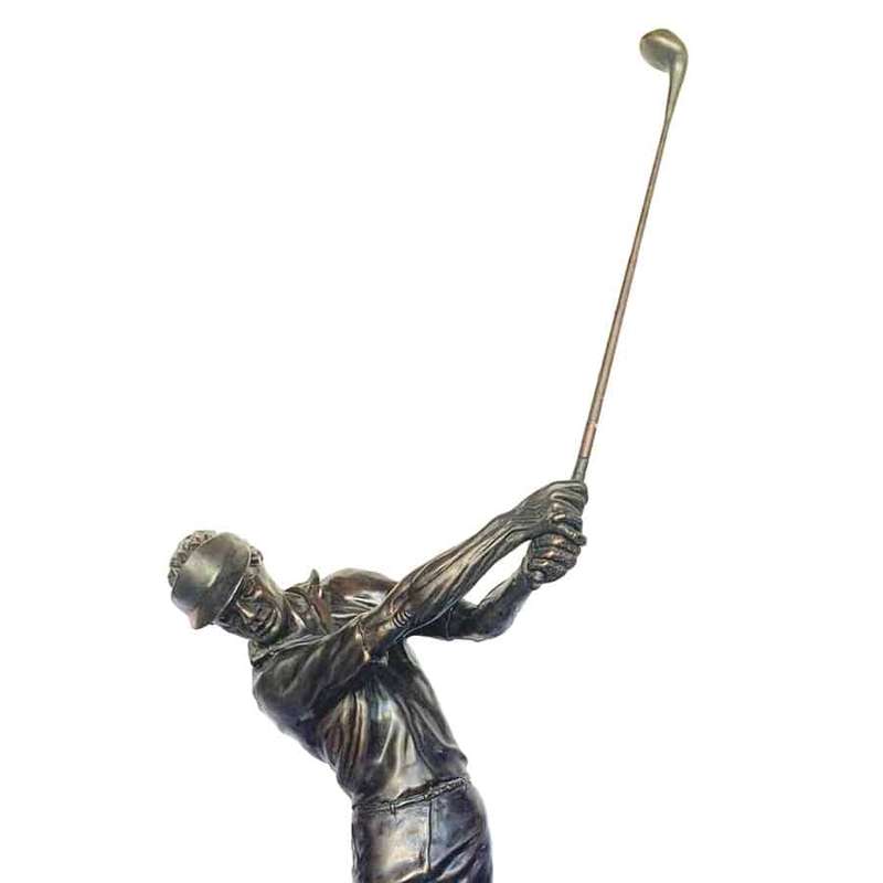 Bronze Golfer Signed Oke Figurine