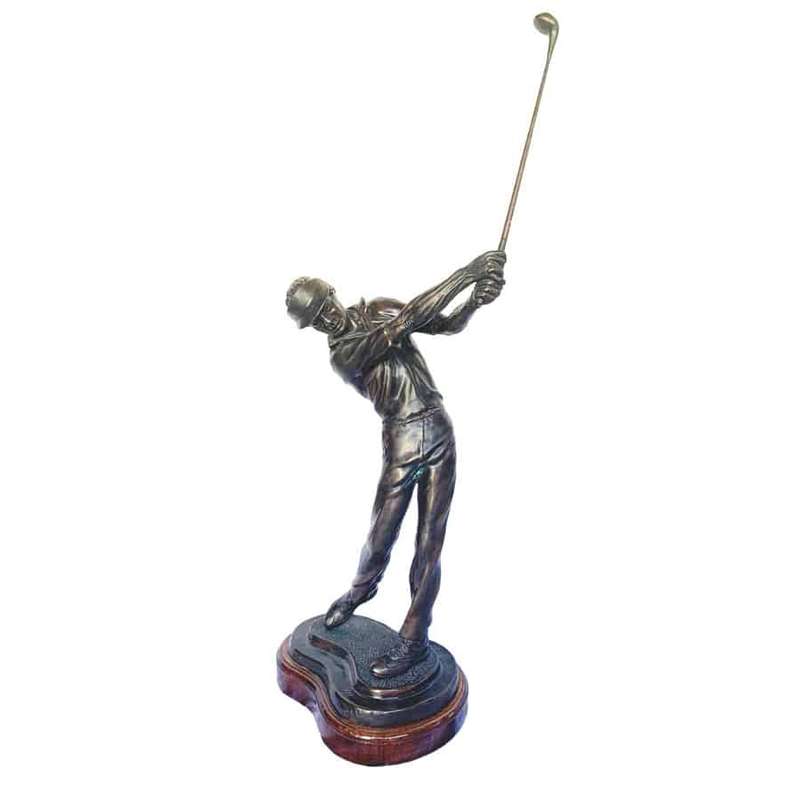 Bronze Golfer Signed Oke Figurine
