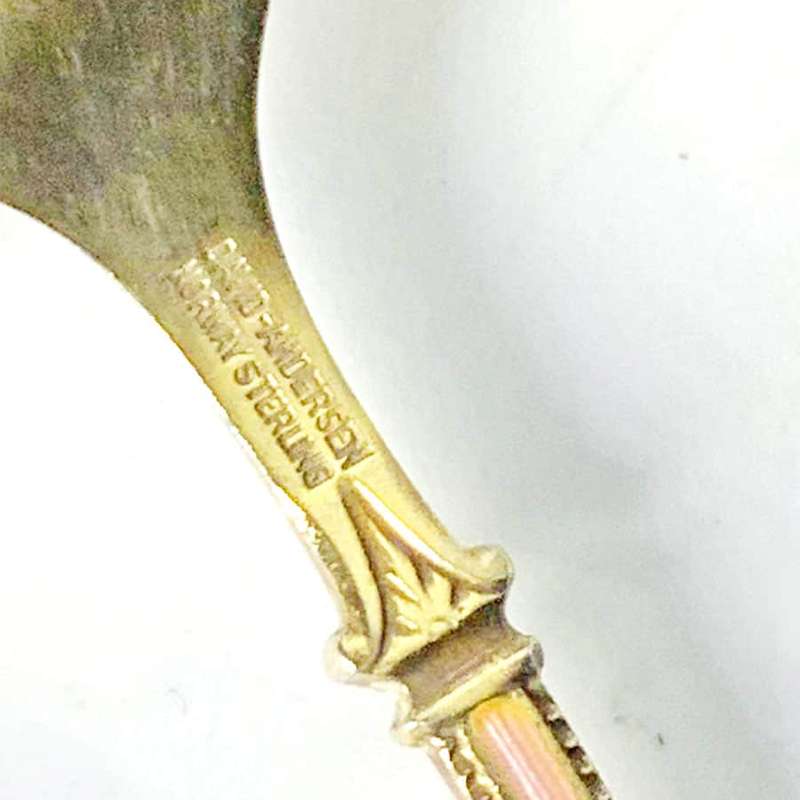 David Anderson Set Of Six Silver And Enamel Cake Forks