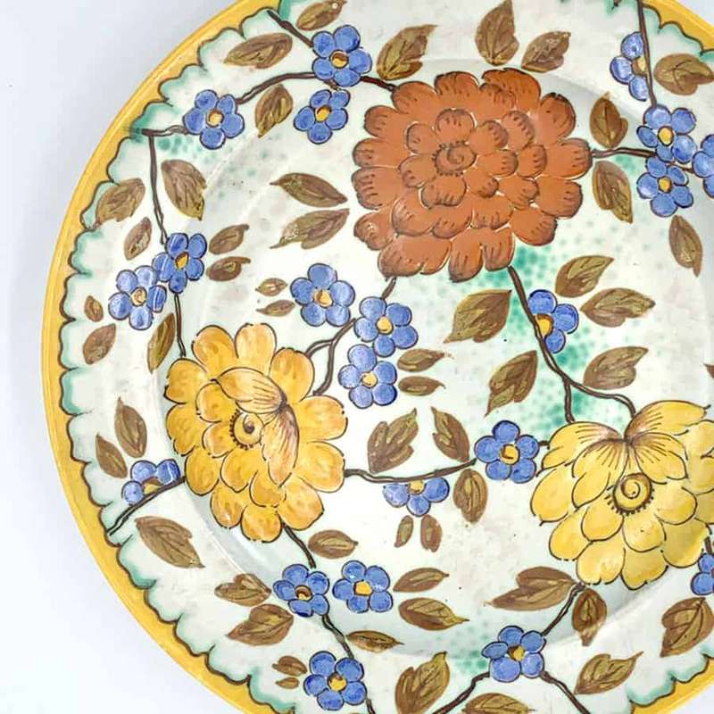 Gouda Holland Floral Hand Painted Bowl 29cm