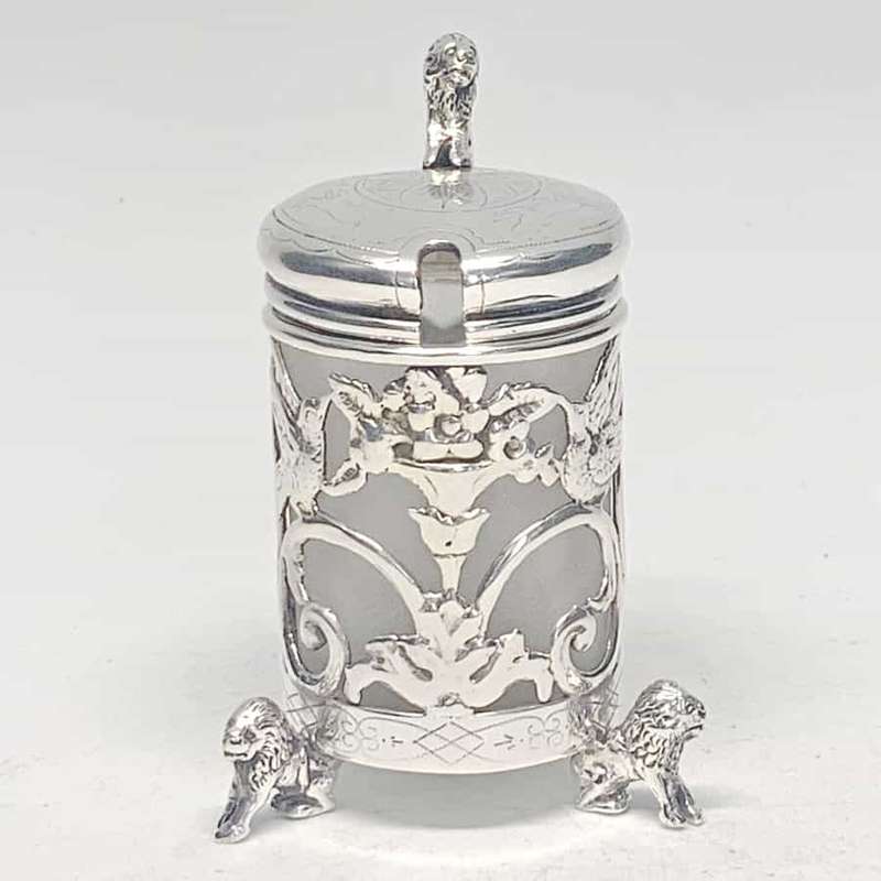 Hallmarked Silver Mustard Pot With Lion Finial London 1891