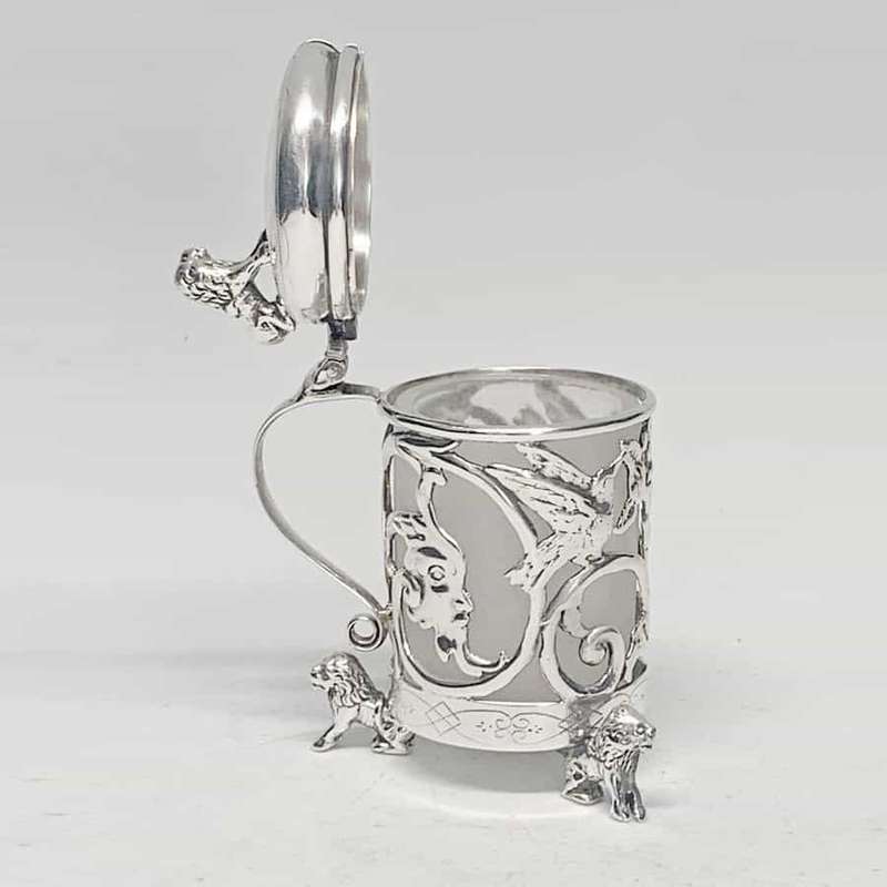 Hallmarked Silver Mustard Pot With Lion Finial London 1891