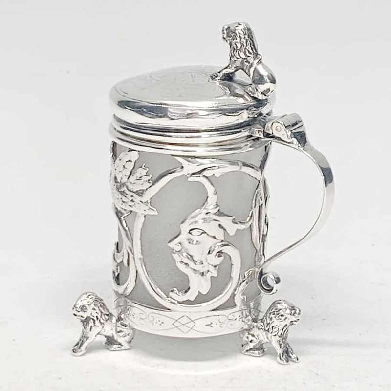 Hallmarked Silver Mustard Pot With Lion Finial London 1891