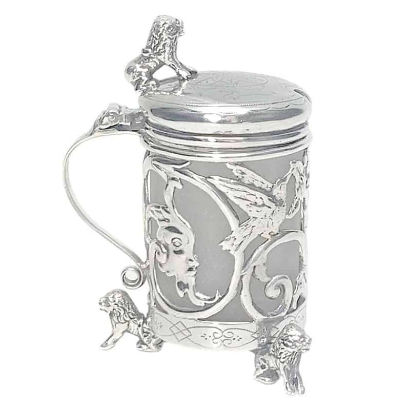 Hallmarked Silver Mustard Pot With Lion Finial London 1891
