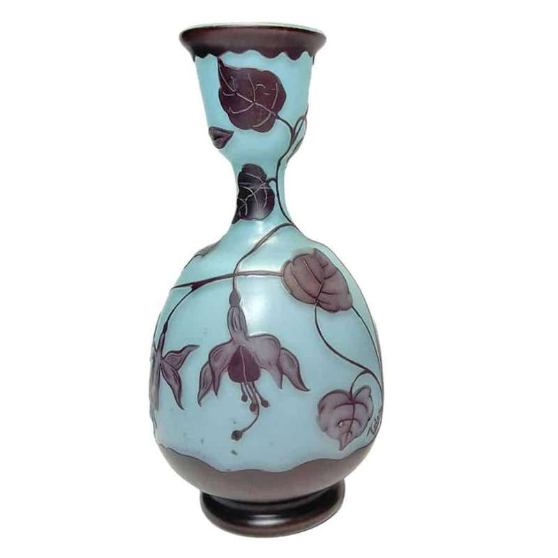 Loetz Fuchsia Cameo Glass Vase Signed Velez C1900