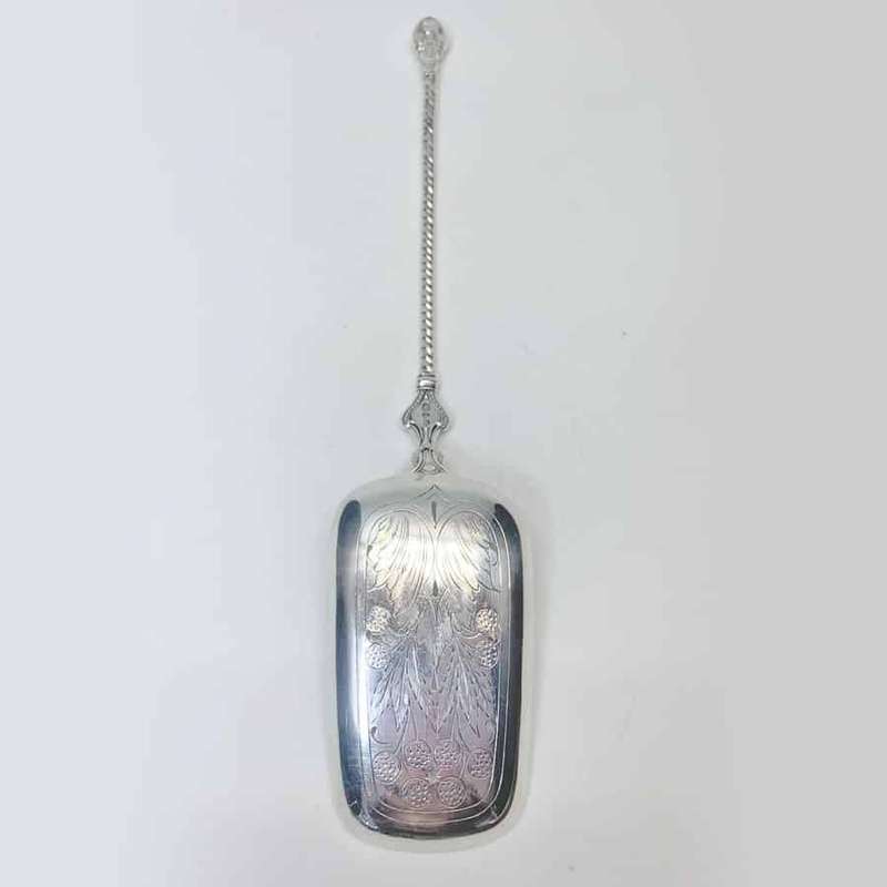 Rare 1904 Simon Groth Denmark Silver Slotted Serving Spoon