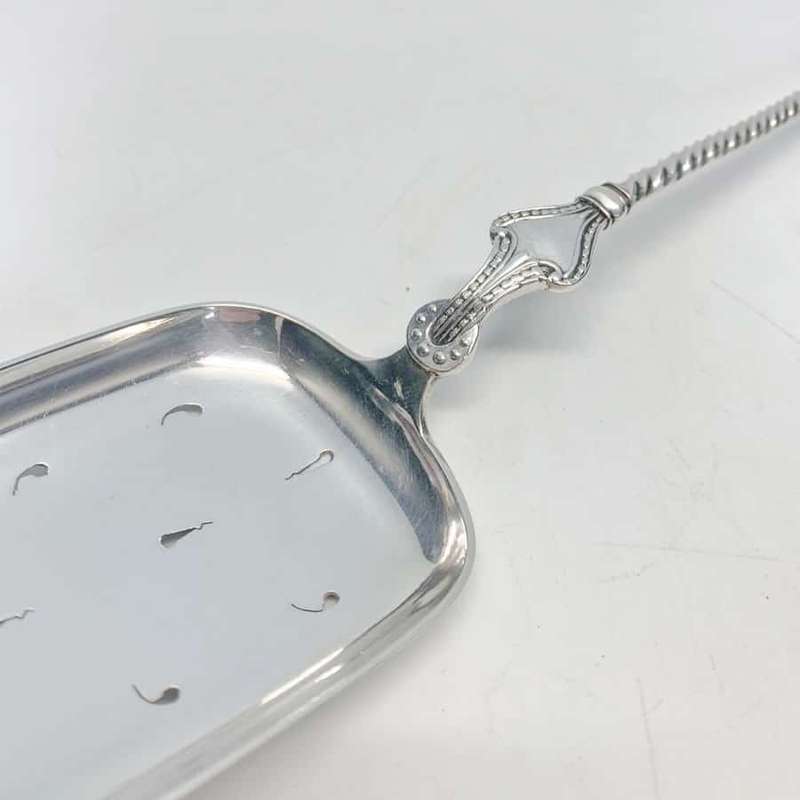 Rare 1904 Simon Groth Denmark Silver Slotted Serving Spoon