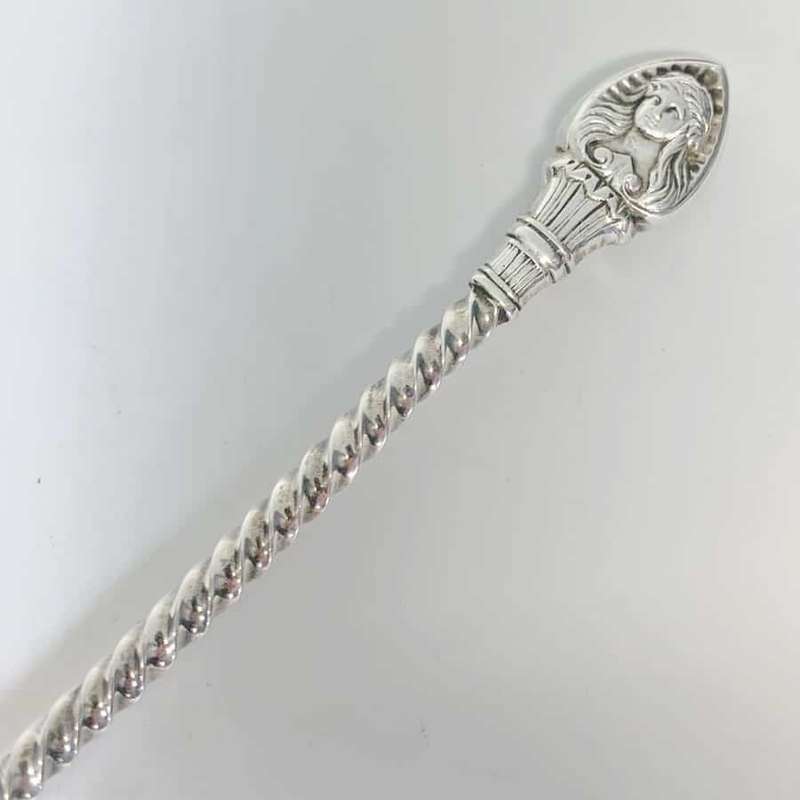 Rare 1904 Simon Groth Denmark Silver Slotted Serving Spoon