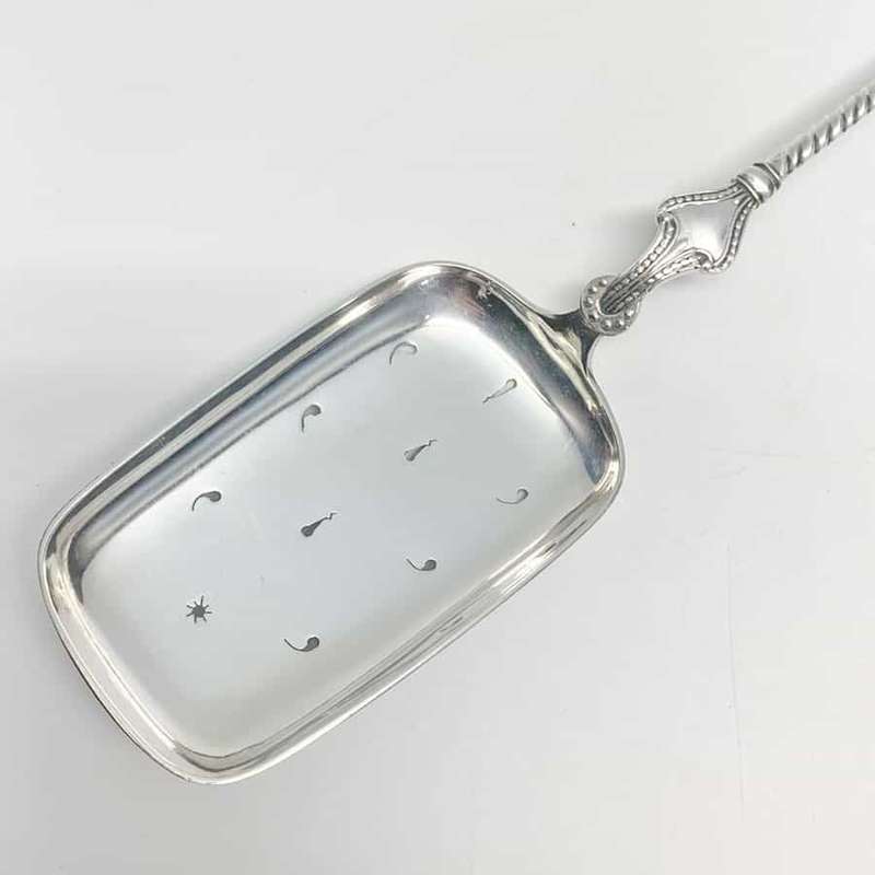 Rare 1904 Simon Groth Denmark Silver Slotted Serving Spoon