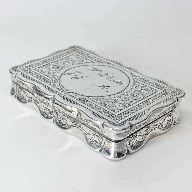 Victorian Hallmarked Silver Snuff Box Birmingham 1899 George Unite