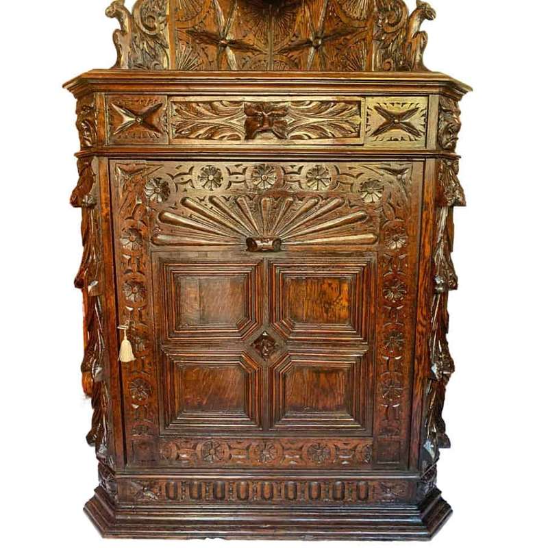 Victorian Oak Carved Oak Corner Cabinet C1896