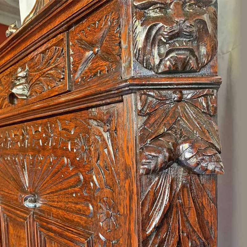 Victorian Oak Carved Oak Corner Cabinet C1896