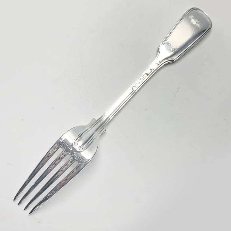 Antique Silver Victorian Fiddle and Thread Service Entree Forks 1865