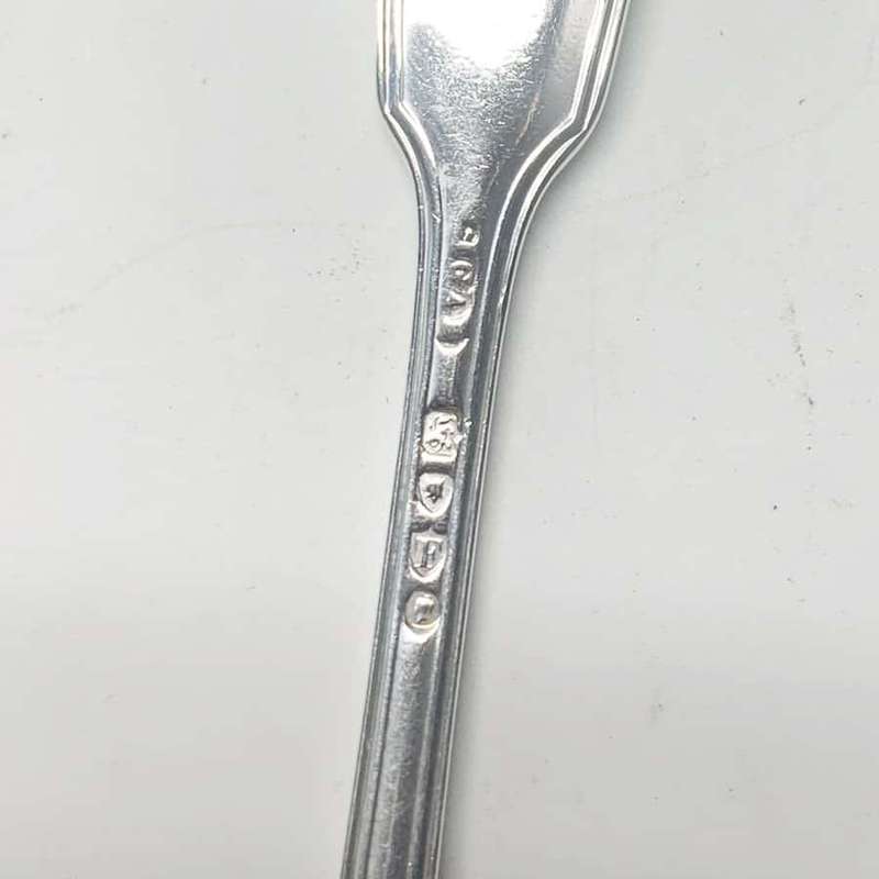 Antique Silver Victorian Fiddle and Thread Service Entree Forks 1865