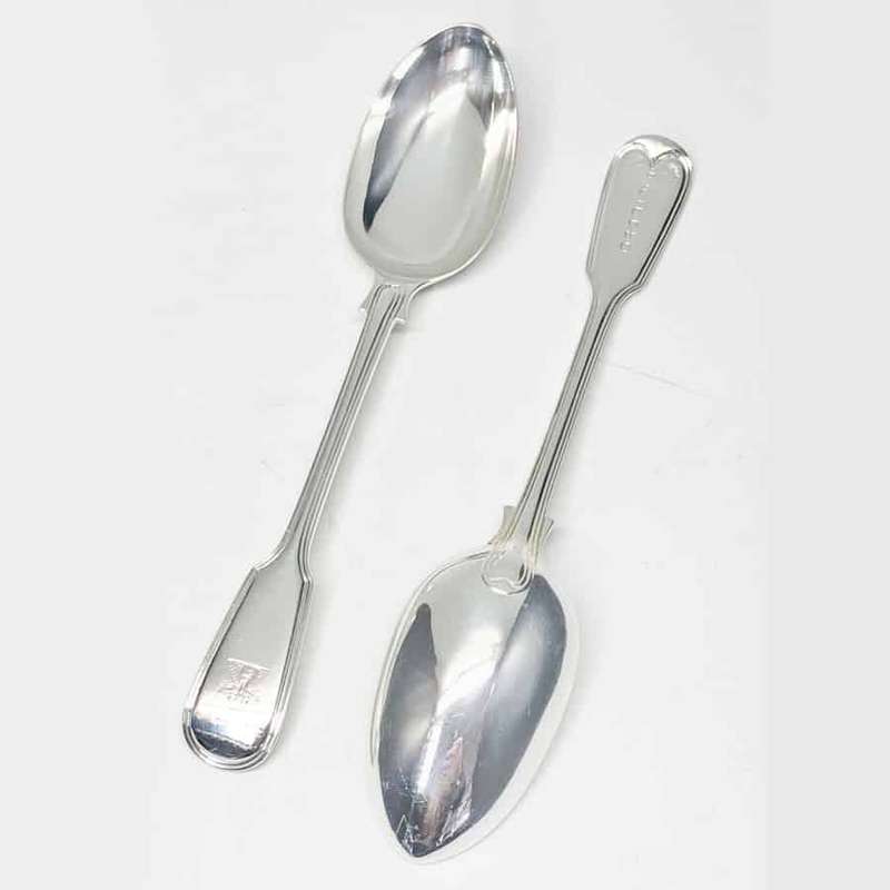 Antique Silver Victorian Fiddle and Thread Service Spoons 1865
