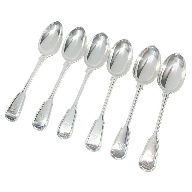 Antique Silver Victorian Fiddle and Thread Service Spoons 1865