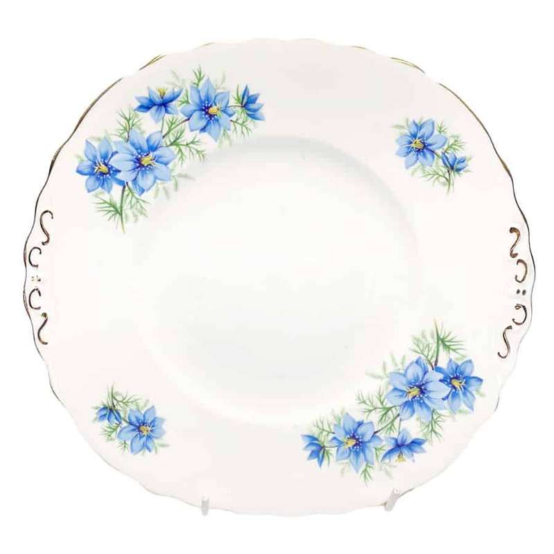 Colclough Blue Flower 8788 Cake Plate C1955