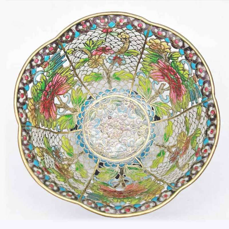 Exquisite Antique Chinese Plique-A-Jour Cloisonné Bowl