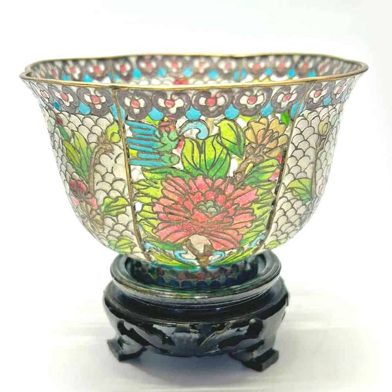 Exquisite Antique Chinese Plique-A-Jour Cloisonné Bowl