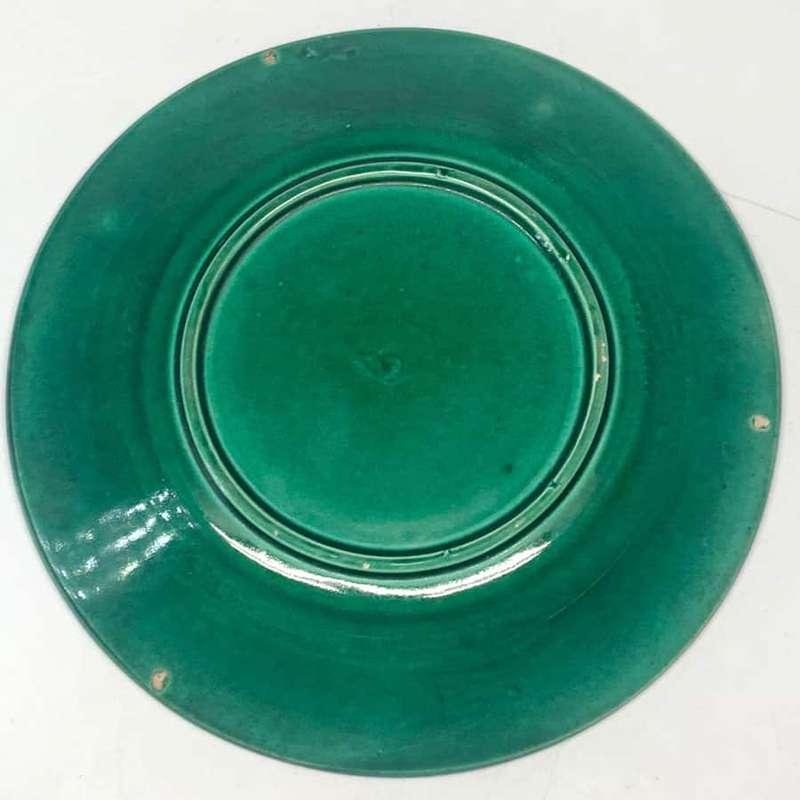Green Majolica Grape Leaf Plate 19th