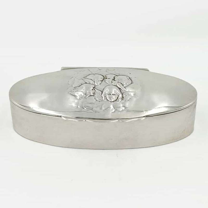 Hallmarked Silver Reynolds Angels Trinket Box Birmingham 1904