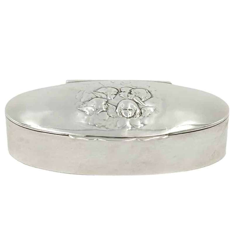 Hallmarked Silver Reynolds Angels Trinket Box Birmingham 1904