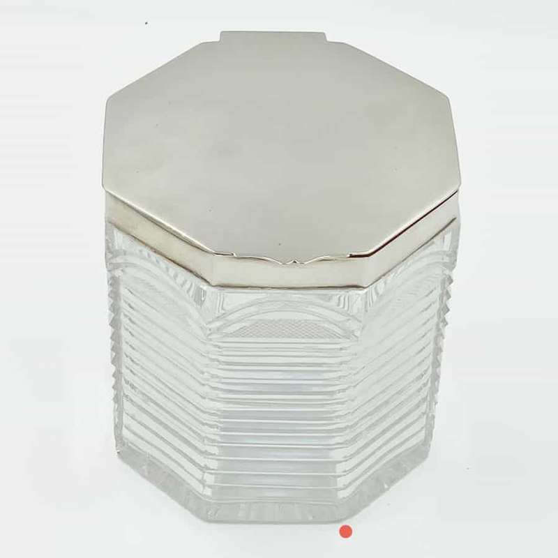 Hallmarked Silver And Cut Glass Biscuit Barrel Birmingham 1902