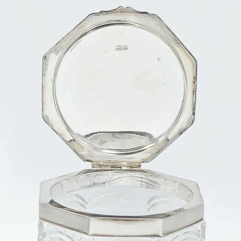 Hallmarked Silver And Cut Glass Biscuit Barrel Birmingham 1902