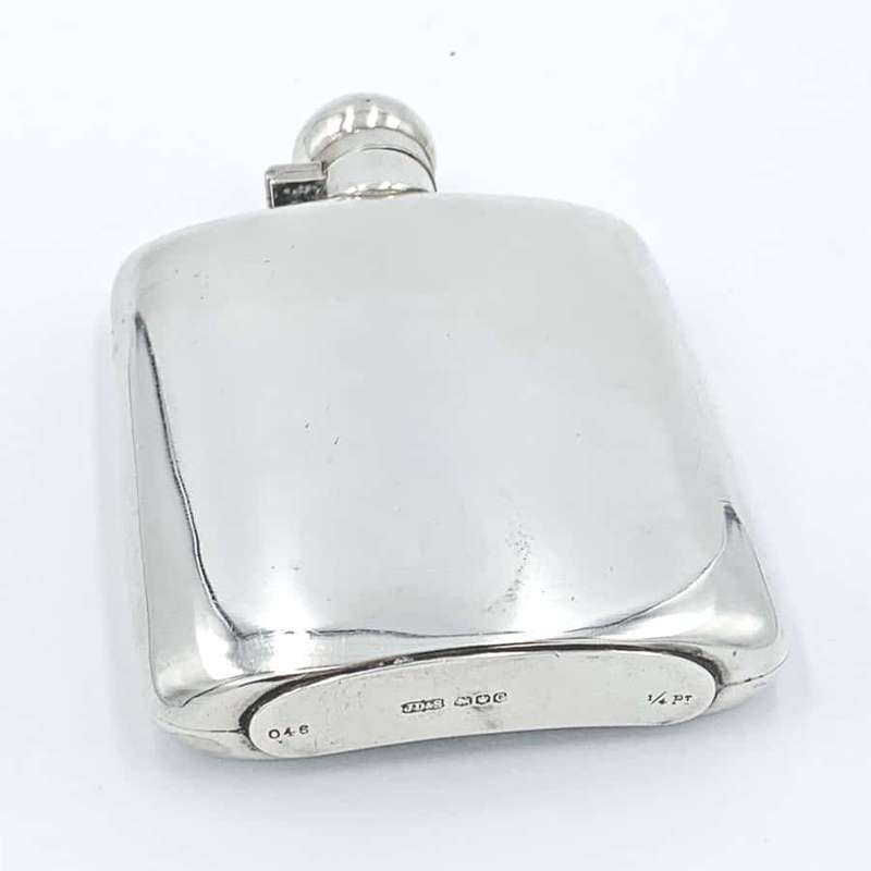 Hallmarked Silver Hip Flask Sheffield  1920