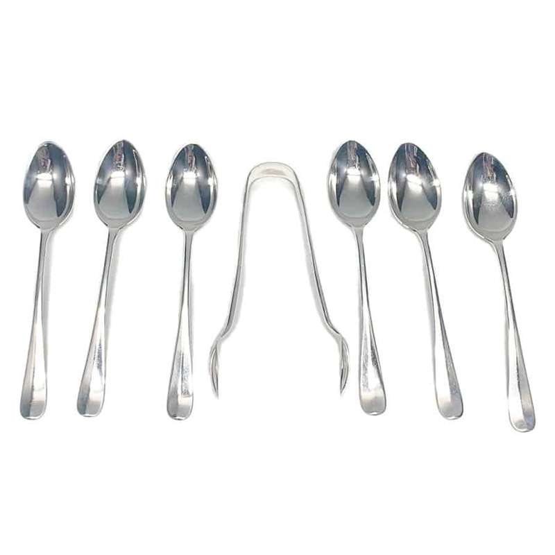 Hallmarked Silver Rat Tail Tea Spoon Set Birmingham 1924