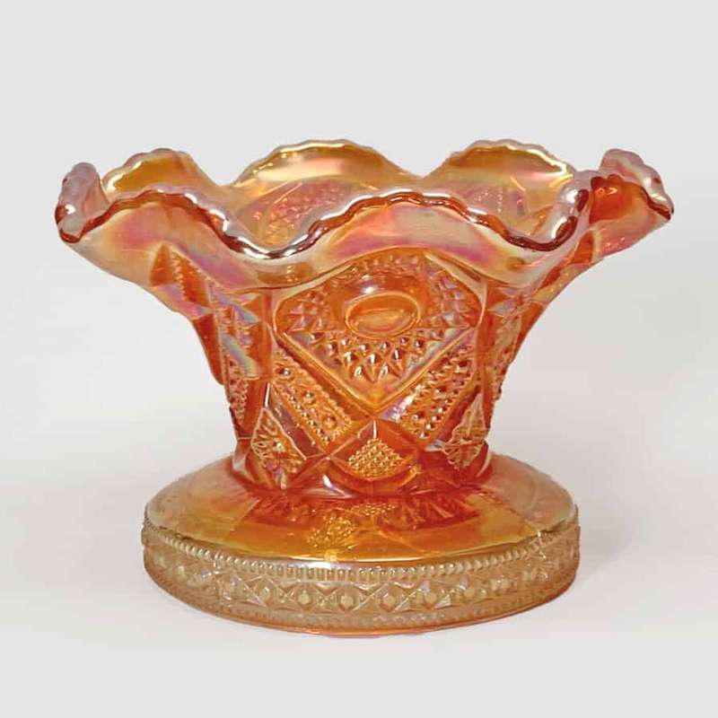Imperial Carnival Glass Marigold Hobstar and Flowers Vase  C1920