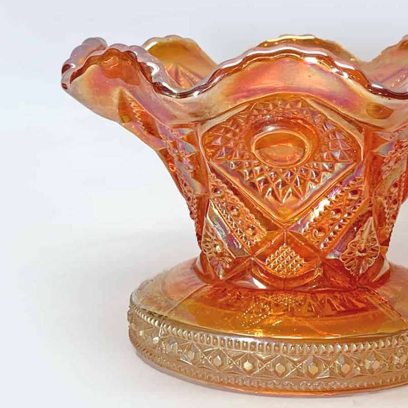 Imperial Carnival Glass Marigold Hobstar and Flowers Vase  C1920