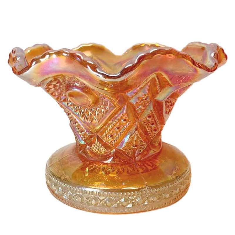 Imperial Carnival Glass Marigold Hobstar and Flowers Vase  C1920