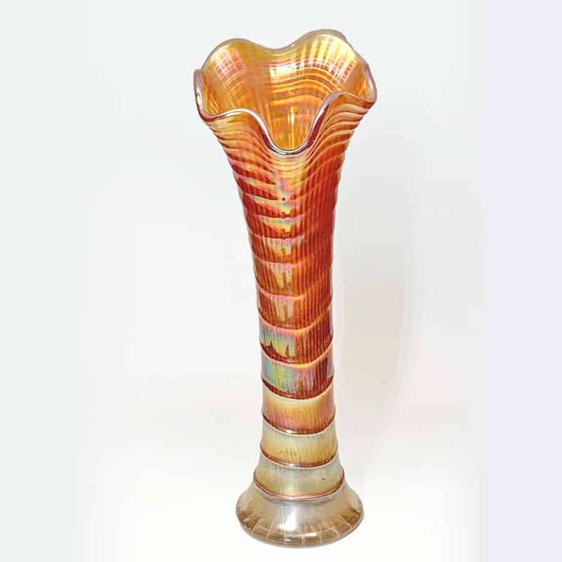 Imperial Carnival Glass Marigold Ripple Swung Vase C1920