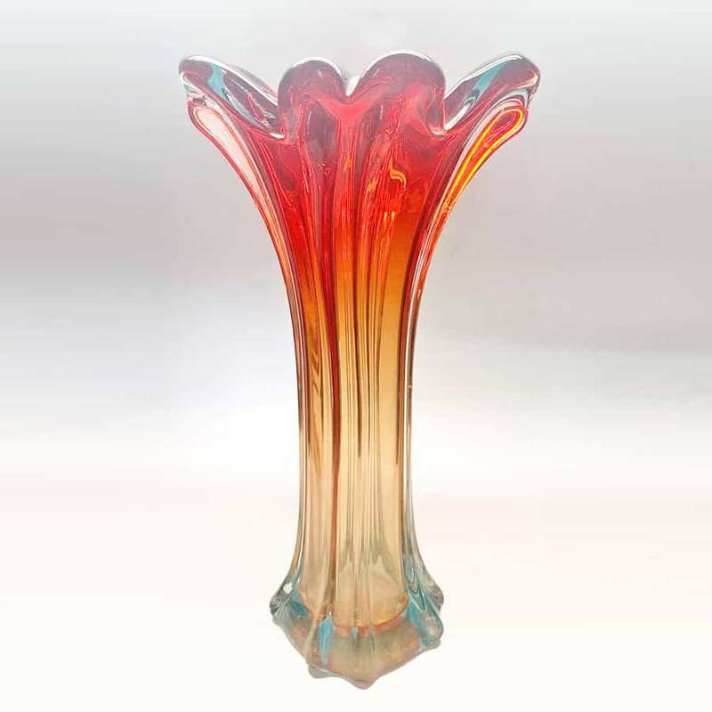 Mid Century Italian Red Murano Glass Vase C1960
