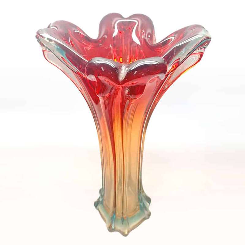 Mid Century Italian Red Murano Glass Vase C1960