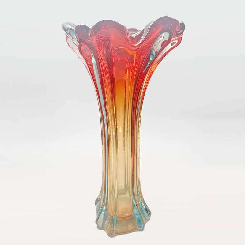 Mid Century Italian Red Murano Glass Vase C1960