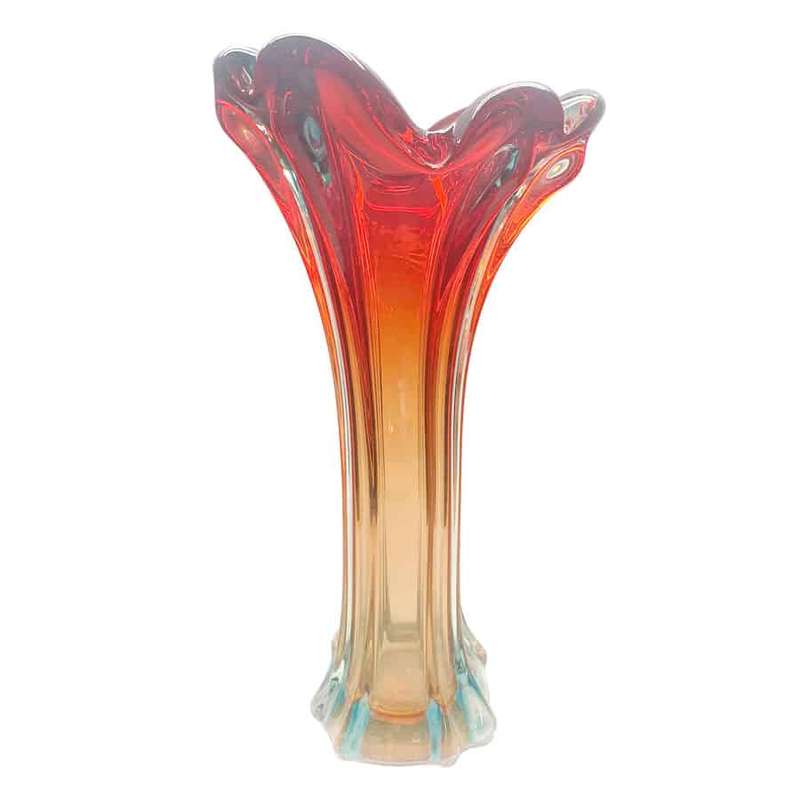 Mid Century Italian Red Murano Glass Vase C1960