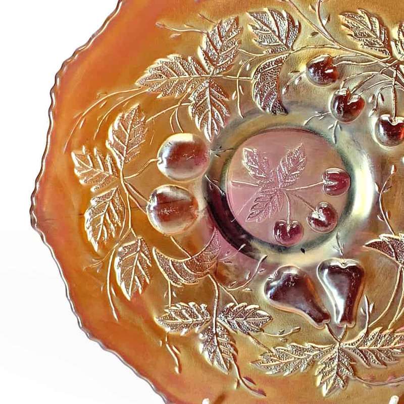 Northwood Carnival Glass Purple Three Fruits Bowl C1920
