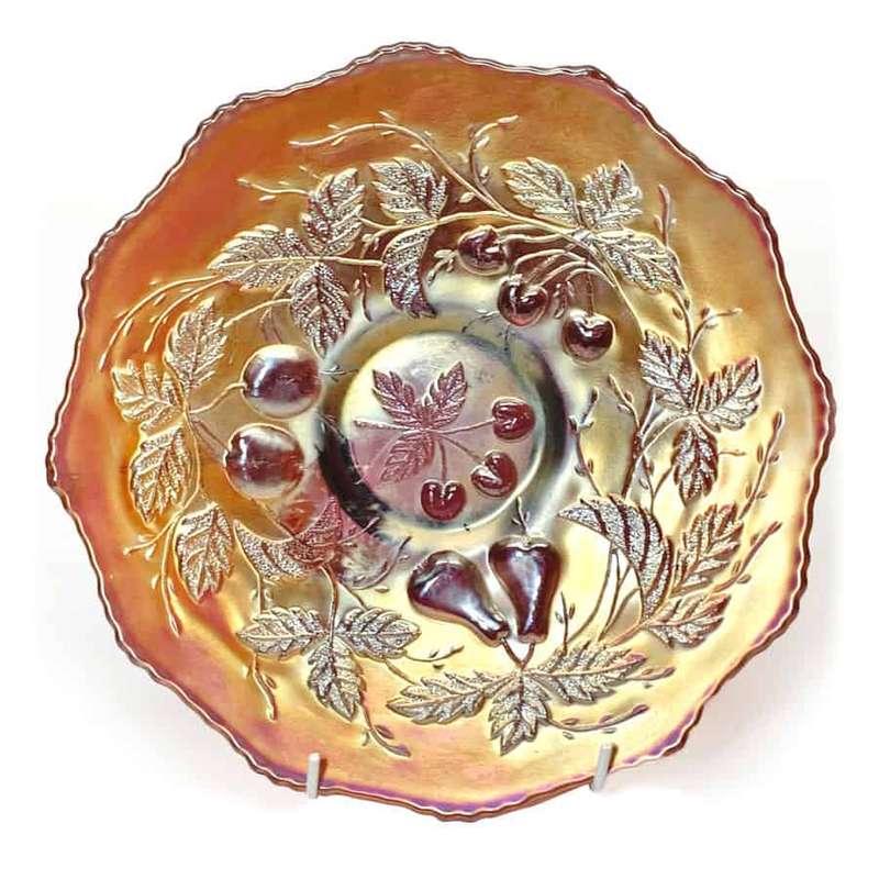 Northwood Carnival Glass Purple Three Fruits Bowl C1920
