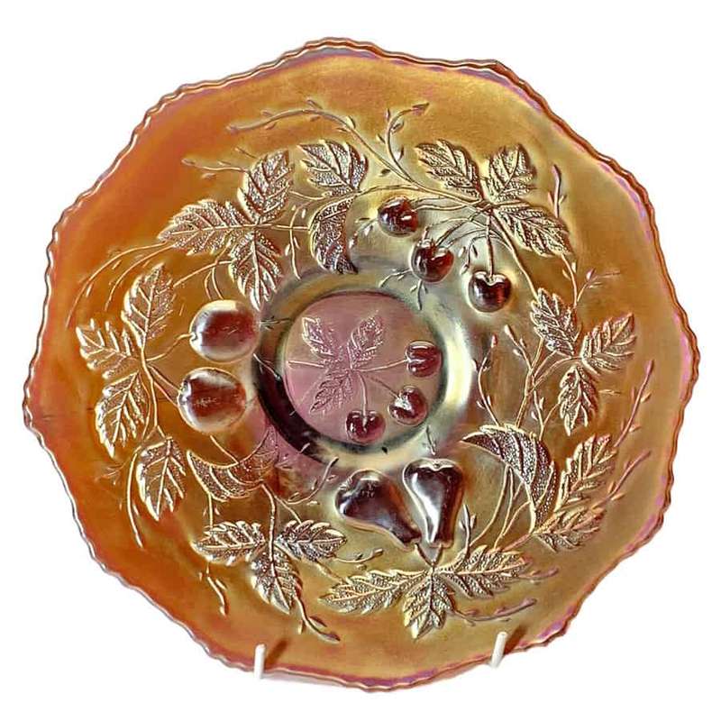 Northwood Carnival Glass Purple Three Fruits Bowl C1920