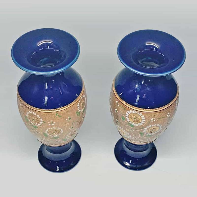 Pair Royal Doulton Lambeth Ware Vases C1895