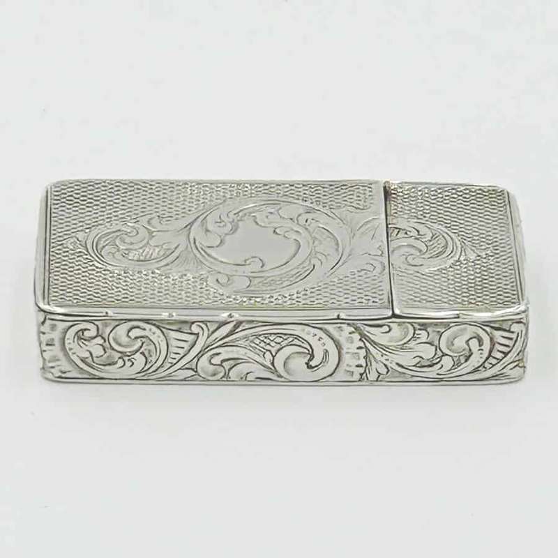 Rare Combination London 1843 Silver Snuff Box Vesta Case