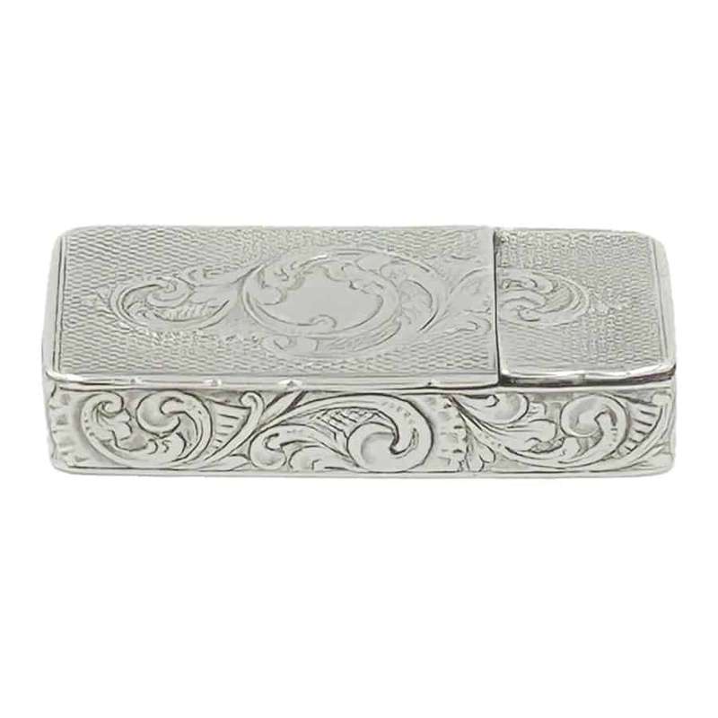 Rare Combination London 1843 Silver Snuff Box Vesta Case