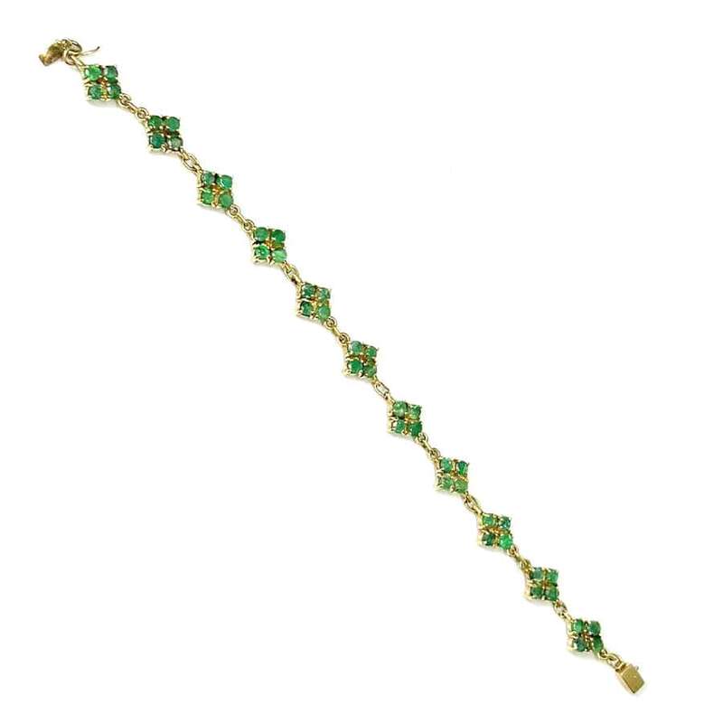 14Ct Gold Bracelet Set With 44 Claw Set Emeralds