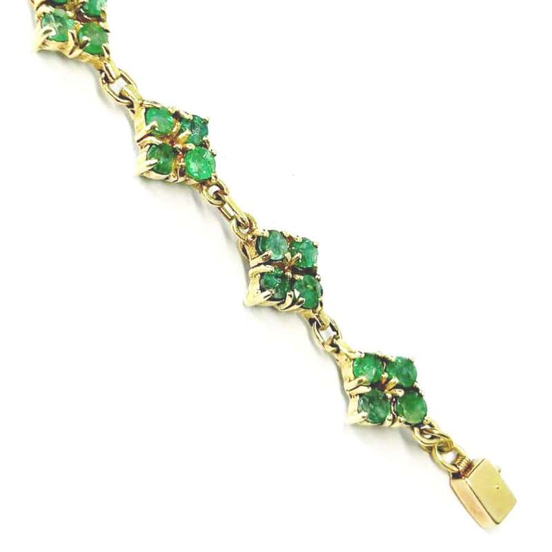 14Ct Gold Bracelet Set With 44 Claw Set Emeralds