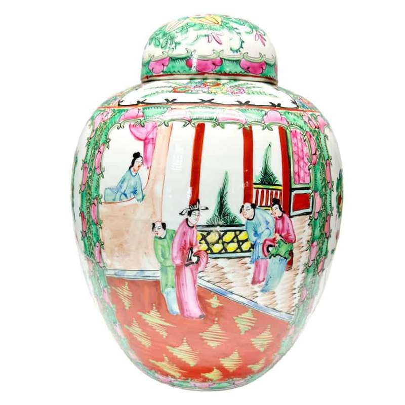 Cantonese Famille Rose Ginger Jar And Cover C1920